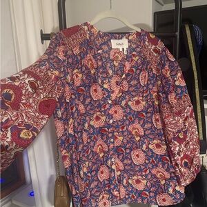 Ba&sh Women’s Red and Blue Floral Top - like new